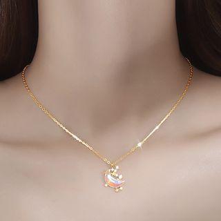Moon & Star Sterling Silver Necklace Gold - One Size