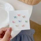 Set Of 8: Butterfly Acrylic Earring Set Of 8 - Pink & Blue & Green - One Size