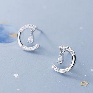Rhinestone Stud Earring 1 Pair - S925 Silver - Silver - One Size