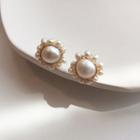 Faux Pearl Earring 1 Pair - Silver Earring - One Size