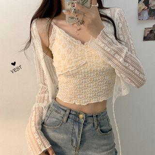 Padded Camisole Top / Lace Light Jacket