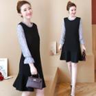 3/4-sleeve Ruffed A-line Dress
