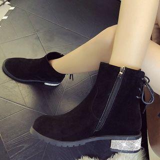 Embellished Lace Up Short Boots
