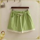 Lace-trim Drawstring-waist Shorts