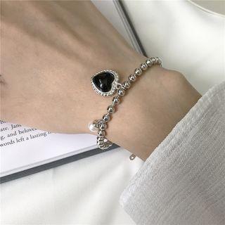 Faux Pearl Agate Heart Bracelet