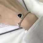Faux Pearl Agate Heart Bracelet