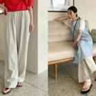 Waistband Wide-leg Pants Mint Green - One Size