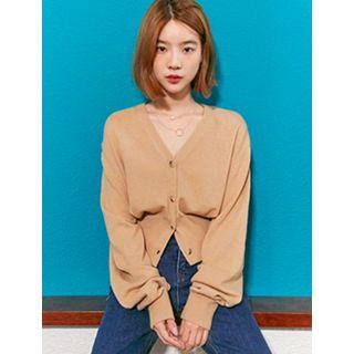 V-neck Long-sleeve Wool Cardigan