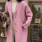 Plain Raglan Long Coat Pink - One Size