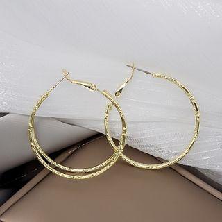 Alloy Hoop Earring E3671 - 1 Pair - Gold - One Size