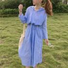 Gingham Hooded Long Sleeve Midi Dress
