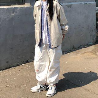 Harem Cargo Pants White - One Size