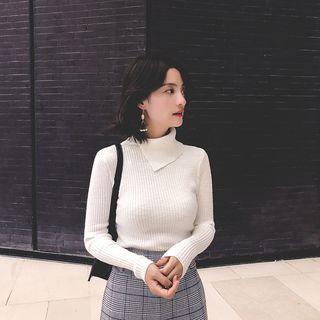 Foldover Collar Knit Top