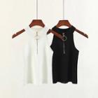 Half-zip Knitted Halter Top