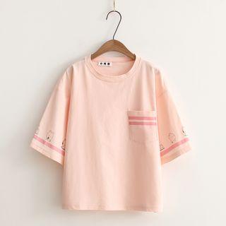 Elbow Sleeve Patterned T-shirt
