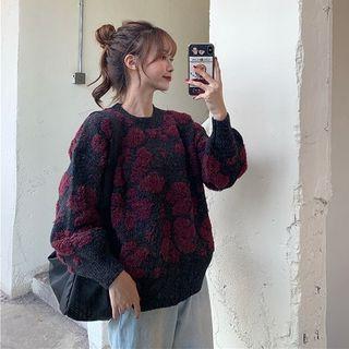 Flower Detail Crew-neck Sweater