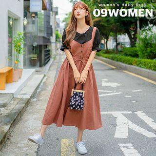 Plus Size Tie-waist Long Pinafore Dress