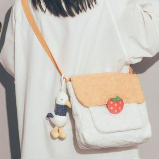 Two-tone Fleece Flap Crossbody Bag