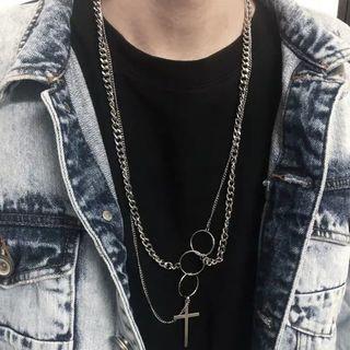 Alloy Cross Pendant Layered Necklace As Shown In Figure - One Size