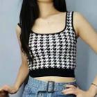 Houndstooth Knit Crop Tank Top
