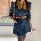 Faux-leather Corduroy Minidress With Belt