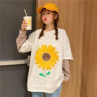 Mock Two-piece Flower T-shirt