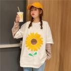 Mock Two-piece Flower T-shirt