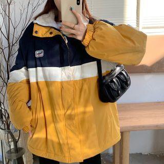 Color Block Padded Zip-up Jacket