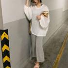 Plain Long-sleeve Top / Crew-neck Midi Tank Dress
