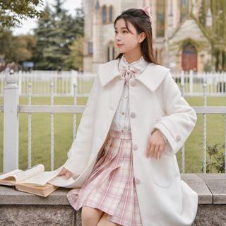 Flower Embroidered Long Button Coat