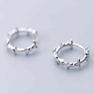 925 Sterling Silver Thorns Hoop Earring S925 Silver - Earring - Silver - One Size