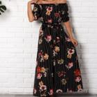 Flower Print Off-shoulder Maxi Dress