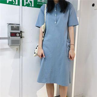 Short-sleeve A-line Midi Polo Dress