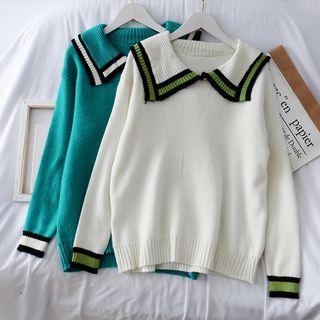 Sailor-collar Colorblock Sweater