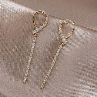 Bar Rhinestone Alloy Dangle Earring 1 Pair - Silver Rhinestone - Gold - One Size