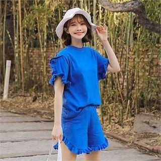 Set: Frill-trim Top + Band-waist Shorts