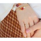 Rhinestone Moon & Star Layered Open Ring Open Ring - Gold - One Size