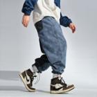 Dollar Sign Print Drawstring-cuff Loose Fit Jeans