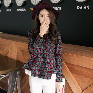 Pattern Long-sleeve Peplum Top