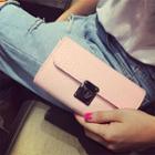 Push-lock Croc-grain Cross Bag
