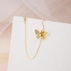 Rhinestone Alloy Butterfly Chained Earring 1 Pc - E3295 - As Shown In Figure - One Size