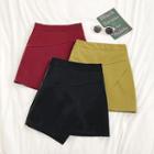 Plain Irregular Leather A-line Skirt