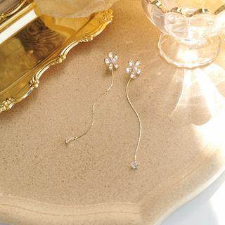 Rhinestone Flower Drop Dangle Earring As Shown In Figure - One Size