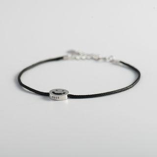 Smiley Face Bracelet 925 Silver - Black & Silver - One Size