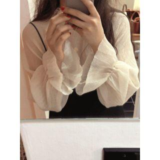 Shirred-detail Sheer Top One Size