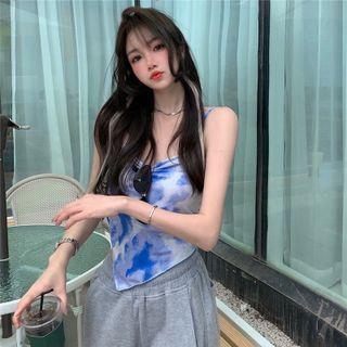 Tie-dye Print Cropped Camisole Top Blue - One Size