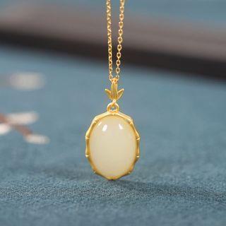 Gemstone Pendant Sterling Silver Necklace Gold - One Size