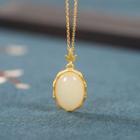 Gemstone Pendant Sterling Silver Necklace Gold - One Size