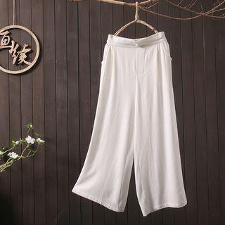 Frog Buttoned Wide Leg Pants