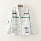 Plant Embroidered Window Pane Blazer